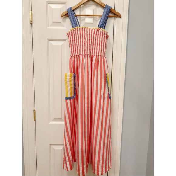 Rhode Ollie Dress Stripe Size L Napdress Sundress Linen Blend Resort Vacation - Picture 2 of 4
